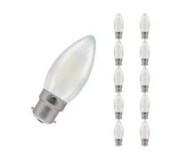 Crompton Lamps Filament Candle LED Light Bulb BC-B22d | 2.5W = 25W Incandescent | Warm White 2700K | Energy Efficient | Bayonet Lightbulb | Long Life 15000-Hrs | Pearl Glass | Dimmable | 10-Pack