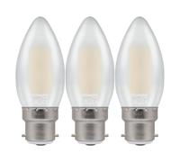 Crompton Lamps Filament Candle LED Light Bulb BC-B22d | 4.2W = 40W Incandescent | Warm White 2700K | Energy Efficient | Bayonet Lightbulb | Long Life 10,000-Hrs | Pearl Glass | Dimmable | 3-Pack