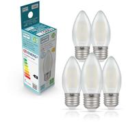 Crompton Lamps Filament Candle LED Light Bulb ES-E27 | 2.2W = 25W Equivalent | Cool White 4000K | Energy Efficient | Edison Screw Lightbulb | Long Life 15000-Hrs | Pearl Glass | 10-Pack