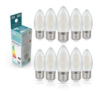 Crompton Lamps Filament Candle LED Light Bulb ES-E27 | 2.5W = 25W Equivalent | Warm White 2700K | Energy Efficient | Edison Screw Lightbulb | Long Life 15000-Hrs | Pearl Glass | Dimmable | 10-Pack
