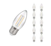 Crompton Lamps Filament Candle LED Light Bulb ES-E27 | 2.5W = 25W Incandescent | Warm White 2700K | Energy Efficient | Edison Screw Lightbulb | Long Life 15000-Hrs | Clear Glass | Dimmable | 10-Pack