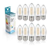Crompton Lamps Filament Candle LED Light Bulb ES-E27 | 4.2W = 40W Equivalent | Cool White 4000K | Energy Efficient | Edison Screw Lightbulb | Long Life 15,000-Hrs | Clear Glass | 10-Pack