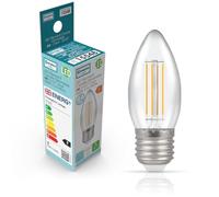 Crompton Lamps Filament Candle LED Light Bulb ES-E27 | 5W = 40W Incandescent | Cool White 4000K | Energy Efficient | Edison Screw Lightbulb | Long Life 15000-Hrs | Clear Glass | Dimmable | 5-Pack