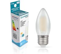 Crompton Lamps Filament Candle LED Light Bulb ES-E27 | 6.5W = 60W Equivalent | Warm White 2700K | Energy Efficient | Edison Screw Lightbulb | Long Life 15,000-Hrs | Pearl Glass