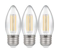 Crompton Lamps LED Candle 6.5W ES-E27 Dimmable Filament (3 Pack) (60W Equivalent) 2700K Warm White Clear 806lm ES Screw E27