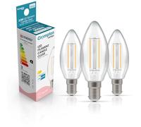 Crompton Lamps Filament Candle LED Light Bulb SBC-B15d | 2.2W = 25W Incandescent | Cool White 4000K | Energy Efficient | Small Bayonet Lightbulb | Long Life 15,000-Hrs | Clear Glass | 3-Pack