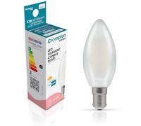 Crompton Lamps Filament Candle LED Light Bulb SBC-B15d | 2.2W = 25W Equivalent | Warm White 2700K | Energy Efficient | Small Bayonet Lightbulb | Long Life 15000-Hrs | Pearl Glass | Dimmable