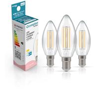Crompton Lamps LED Filament Candle Light Bulb SBC-B15d | 4.2W = 40W Incandescent | Cool White 4000K | Energy Efficient | | Long Life 15,000H | Clear Glass | Non-Dimmable