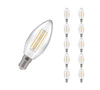 Crompton Lamps Filament Candle LED Light Bulb SBC-B15d | 4.2W = 40W Incandescent | Cool White 4000K | Energy Efficient | Small Bayonet Lightbulb | Long Life 15,000-Hrs | Clear Glass | 10-Pack