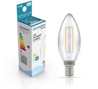 Crompton Lamps LED Filament Candle Light Bulb SES-E14 | 2.2W = 25W Incandescent | Cool White 4000K | Energy Efficient | | Long Life 15,000H | Clear Glass | Non-Dimmable