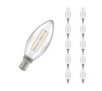 Crompton Lamps Filament Candle LED Light Bulb SES-E14 | 2.2W = 25W Incandescent | Cool White 4000K | Energy Efficient | Small Screw Lightbulb | Long Life 15,000-Hrs | Clear Glass | 10-Pack