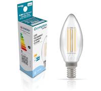 Crompton Lamps Filament Candle LED Light Bulb SES-E14 | 4.2W = 40W Equivalent | Warm White 2700K | Energy Efficient | Small Screw Lightbulb | Long Life 15000-Hrs | Clear Glass