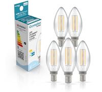 Crompton Lamps Filament Candle LED Light Bulb SES-E14 | 4.2W = 40W Equivalent | Warm White 2700K | Energy Efficient | Small Screw Lightbulb | Long Life 15000-Hrs | Clear Glass