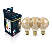Crompton Lamps Filament Globe Led Light Bulb B22, 4.5W, 35W Eqv, Extra Warm White 2200K, Antique Bronze, Dimmable, 3-Pack