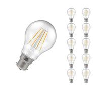 Crompton Lamps Filament GLS LED Light Bulb BC-B22d | 11W = 100W Incandescent | Warm White 2700K | Energy Efficient | Bayonet Lightbulb | Long Life 15,000-Hrs | Clear Glass | Dimmable | 10-Pack
