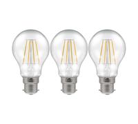 Crompton Lamps Filament GLS LED Light Bulb BC-B22d | 4.2W = 40W Equivalent | Cool White 4000K | Energy Efficient | Bayonet Lightbulb | Long Life 15,000-Hrs | Clear Glass | Dimmable | 3-Pack