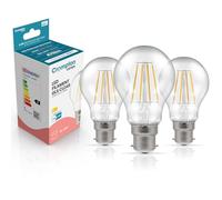 Crompton Lamps Filament GLS LED Light Bulb BC-B22d | 4.2W = 40W Incandescent | Warm White 2700K | Energy Efficient | Bayonet Lightbulb | Long Life 10,000-Hrs | Clear Glass | Dimmable | 3-Pack