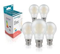 Crompton Lamps Filament GLS LED Light Bulb BC-B22d | 7W = 60W Equivalent | Warm White 2700K | Energy Efficient | Bayonet Lightbulb | Long Life 10,000-Hrs | Pearl Glass | Dimmable | 5-Pack