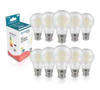 Crompton Lamps Filament GLS LED Light Bulb BC-B22d | 7W = 60W Equivalent | Warm White 2700K | Energy Efficient | Bayonet Lightbulb | Long Life 15000-Hrs | Pearl Glass | 10-Pack
