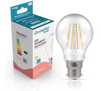 Crompton Lamps Filament GLS LED Light Bulb BC-B22d | 7W = 60W Equivalent | Warm White 2700K | Energy Efficient | Bayonet Lightbulb | Long Life 10,000-Hrs | Clear Glass | Dimmable | 3-Pack