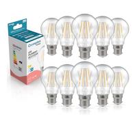 Crompton Lamps Filament GLS LED Light Bulb BC-B22d | 8.5W = 75W Equivalent | Warm White 2700K | Energy Efficient | Bayonet Lightbulb | Long Life 15,000-Hrs | Clear Glass