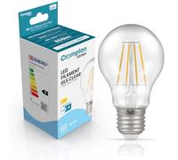 Crompton Lamps Filament GLS LED Light Bulb ES-E27 | 7W = 60W Incandescent | Warm White 2700K | Energy Efficient | Edison Screw Lightbulb | Long Life 10,000-Hrs | Clear Glass | Dimmable | 10-Pack