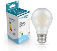 Crompton Lamps Filament GLS LED Light Bulb ES-E27 | 8.5W = 75W Equivalent | Warm White 2700K | Energy Efficient | Edison Screw Lightbulb | Long Life 15,000-Hrs | Pearl Glass