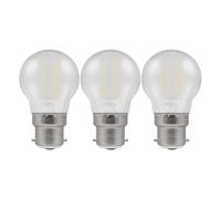 Crompton Lamps Filament Golfball LED Light Bulb BC-B22d | 2.2W = 25W Incandescent | Warm White 2700K | Energy Efficient | Bayonet Lightbulb | Long Life 15,000-Hrs | Pearl Glass | Dimmable | 3-Pack