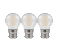 Crompton Lamps Filament Golfball LED Light Bulb BC-B22d | 4.2W = 40W Equivalent | Warm White 2700K | Energy Efficient | Bayonet Lightbulb | Long Life 15,000-Hrs | Pearl Glass | 3-Pack