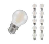 Crompton Lamps Filament Golfball LED Light Bulb BC-B22d | 6.5W = 60W Equivalent | Warm White 2700K | Energy Efficient | Bayonet Lightbulb | Long Life 15,000-Hrs | Pearl Glass | Dimmable | 10-Pack
