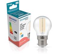 Crompton Lamps Filament Golfball LED Light Bulb BC-B22d | 6.5W = 60W Equivalent | Warm White 2700K | Energy Efficient | Bayonet Lightbulb | Long Life 10000-Hrs | Clear Glass