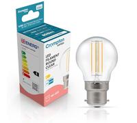 Crompton Lamps Filament Golfball LED Light Bulb BC-B22d | 6.5W = 60W Equivalent | Warm White 2700K | Energy Efficient | Bayonet Lightbulb | Long Life 15,000-Hrs | Clear Glass | Dimmable