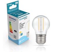 Crompton Lamps Filament Golfball LED Light Bulb ES-E27 | 2.2W = 25W Equivalent | Warm White 2700K | Energy Efficient | Edison Screw Lightbulb | Long Life 15,000-Hrs | Clear Glass