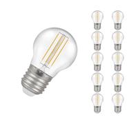 Crompton Lamps Filament Golfball LED Light Bulb ES-E27 | 4.2W = 40W Incandescent | Cool White 4000K | Energy Efficient | Edison Screw Lightbulb | Long Life 15,000-Hrs | Clear Glass | 10-Pack