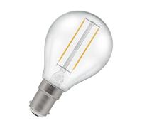 Crompton Lamps Filament Golfball LED Light Bulb SBC-B15d | 2.2W = 25W Incandescent | Cool White 4000K | Energy Efficient | Small Bayonet Lightbulb | Long Life 15,000-Hrs | Clear Glass