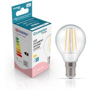 Crompton Lamps Filament Golfball LED Light Bulb SBC-B15d | 4.2W = 40W Equivalent | Cool White 4000K | Energy Efficient | Small Bayonet Lightbulb | Long Life 15,000-Hrs | Clear Glass