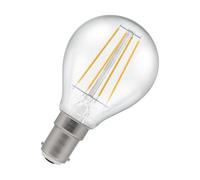 Crompton Lamps Filament Golfball LED Light Bulb SBC-B15d | 4.2W = 40W Equivalent | Cool White 4000K | Energy Efficient | Small Bayonet Lightbulb | Long Life 15,000-Hrs | Clear Glass | Dimmable