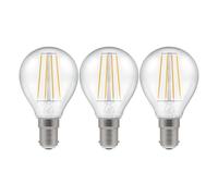 Crompton Lamps Filament Golfball LED Light Bulb SBC-B15d | 4.2W = 40W Equivalent | Warm White 2700K | Energy Efficient | Small Bayonet Lightbulb | Long Life 15,000-Hrs | Clear Glass | 3-Pack
