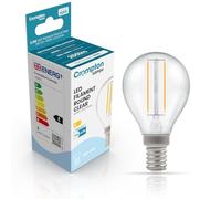Crompton Lamps Filament Golfball LED Light Bulb SES-E14 | 2.2W = 25W Equivalent | Cool White 4000K | Energy Efficient | Small Screw Lightbulb | Long Life 15,000-Hrs | Clear Glass