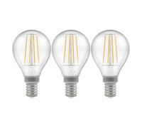 Crompton Lamps LED Golfball 4.2W SES-E14 Dimmable Filament (40W Equivalent) 2700K Warm White Clear 470lm SES Small Screw E14 Round Glass Light Bulb