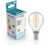 Crompton Lamps Filament Golfball LED Light Bulb SES-E14 | 5.9W = 60W Equivalent | Warm White 2700K | Energy Efficient | Small Screw Lightbulb | Long Life 15,000-Hrs | Clear Glass | Dimmable