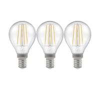 Crompton Lamps Filament Golfball LED Light Bulb SES-E14 | 5.9W = 60W Incandescent | Cool White 4000K | Energy Efficient | Small Screw Lightbulb | Long Life 15,000-Hrs | Clear Glass | Dimmable | 3-Pack