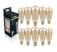 Crompton Lamps Filament ST64 LED Light Bulb BC-B22d | 4.5W = 35W Equivalent | Extra Warm White 2200K | Energy Efficient | Bayonet Lightbulb | Antique Bronze Glass | Dimmable | 10-Pack