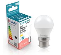 Crompton Lamps Golfball LED B22 Bulb | 6.5W = 60W Equivalent | Cool White 4000K | Energy Efficient | Bayonet Lightbulb | Long Life 15,000-Hrs | Bulbs for Lamps