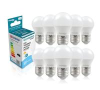 Crompton Lamps Golfball LED E27 Bulb | 4.2W = 40W Equivalent | Daylight 6500K | Energy Efficient | Edison Screw Lightbulb | Long Life 15,000-Hrs | Dimmable Bulbs for Lamps | 10-Pack