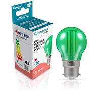 Crompton Lamps LED Golfball 4.5W BC-B22d Harlequin IP65 (25W Equivalent) Green Translucent 515lm BC Bayonet B22 Round Outdoor Festoon Coloured Filament Light Bulb