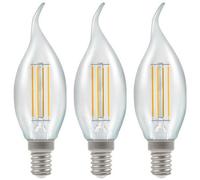 Crompton Lamps Led Bent Tip Candle 5W E14 Dimmable Filament Warm White Clear (40W Eqv) (3 Pack)