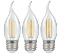 Crompton Lamps Led Bent Tip Candle 5W E27 Dimmable Filament Warm White Clear (40W Eqv) (3 Pack)