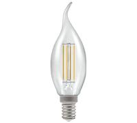 Crompton Lamps LED Bent Tip Candle 5W SES-E14 Dimmable Filament (5 Pack) (40W Equivalent) 2700K Warm White Clear 470lm SES Small Screw E14 Flare-Tip Multipack Light Bulbs