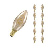 Crompton Lamps LED Candle 2.5W SES-E14 Dimmable Spiral Filament (10 Pack) (15W Equivalent) 2200K Extra Warm White Antique Bronze 200lm SES Small Screw E14 Vintage Edison Multipack Light Bulbs